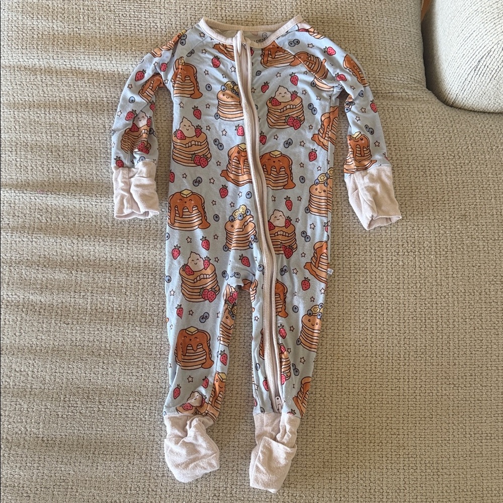 Caden Lane Light Blue Pancake Print Footed One-Piece